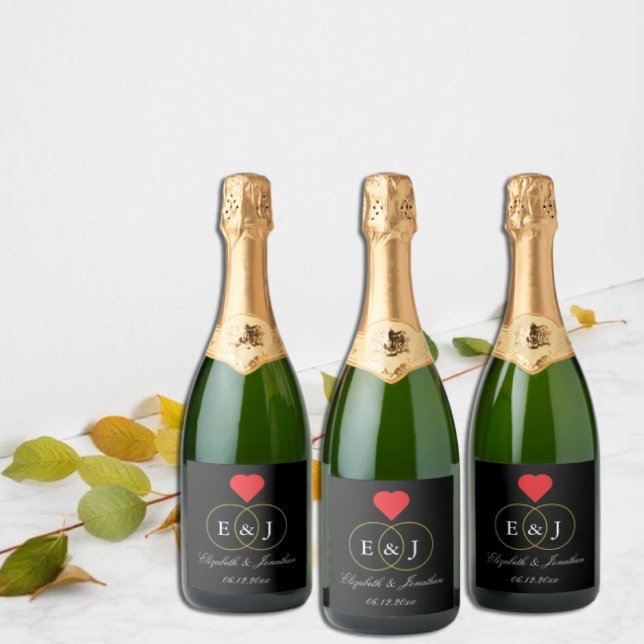 Entwined Rings Wedding Sparkling Wine Label (Creator Uploaded)