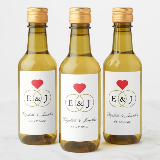 Entwined Rings Wedding Wine Label (Bottles)