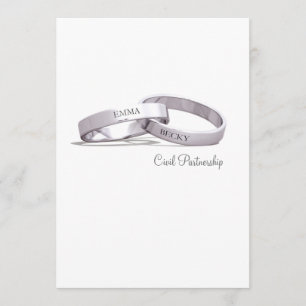 Entwined Silver Rings - Civil Partnership Invite