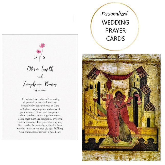 Entwined Watercolor Flowers Wedding Prayer Card    (Creator Uploaded)