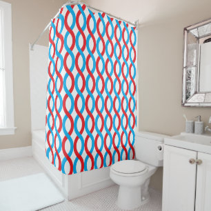 Entwined Waves of Red and Blue Shower Curtain