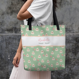 Envelope and Flowers Pattern with Name Tote Bag
