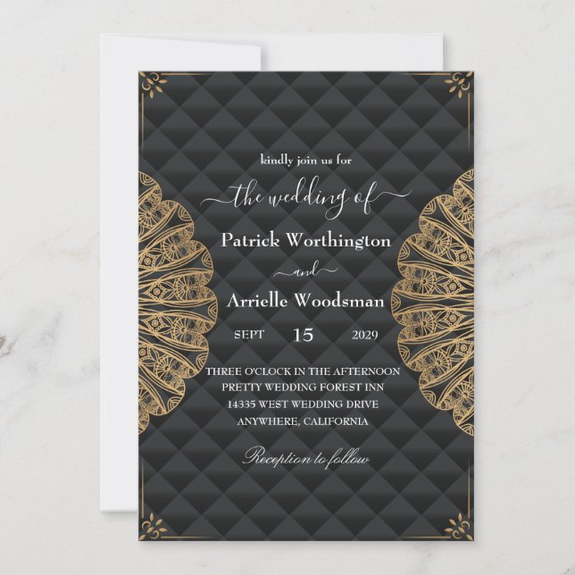 Envelope black luxury wedding invitations (Front)