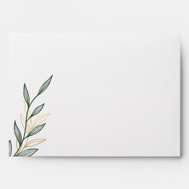  Envelope for 5x7 invitation Green Leaf Design (Front)