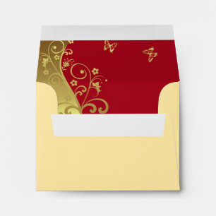 Envelope For RSVP Card--Red & Gold Swirls