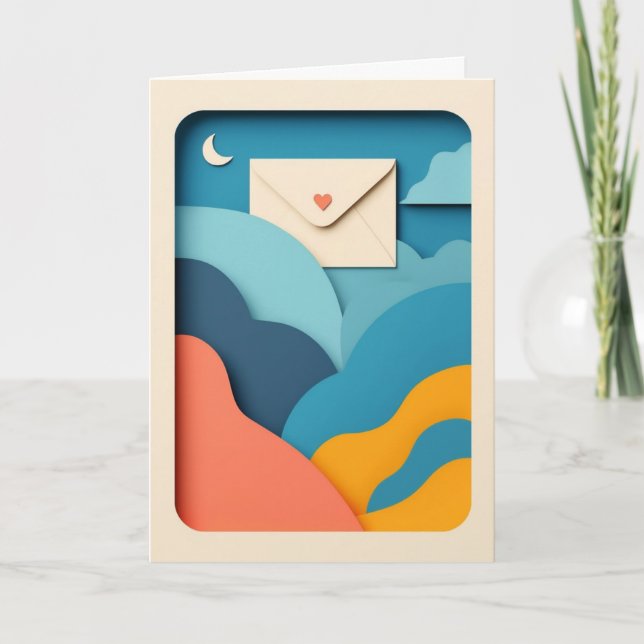 Envelope Heart Sky Card (Front)