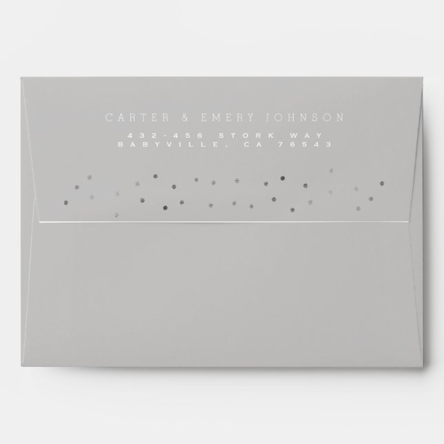 ENVELOPE | Modern Hello Grey Script Baby Boy (Back (Top Flap))