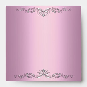 Envelope Pink Silver Ornate Elegant