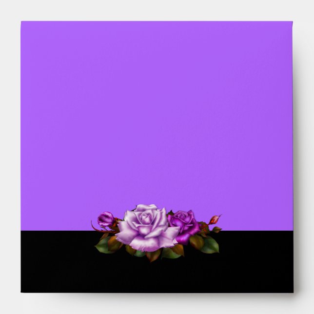 Envelope Purple Mauve Pink Roses Black (Front)