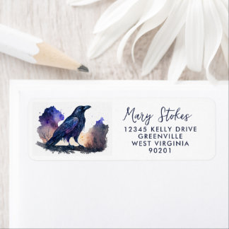 envelope RETURN ADDRESS star starry sky bird crow
