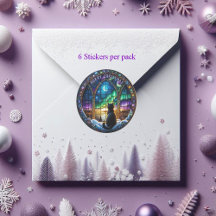 Envelope round sticker sets, Winter nights