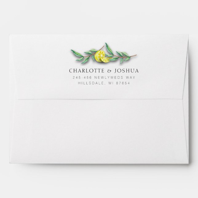 ENVELOPE | Rustic Wood Lemon Watercolor Wedding (Back (Top Flap))