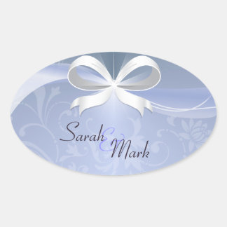 Envelope Seal Blue & White Floral Ribbon Wedding