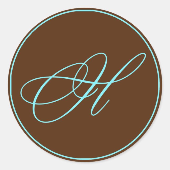 Envelope Seal Chocolate And Blue Monogram Wedding (Front)