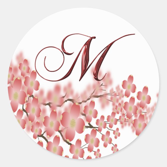 Envelope Seal Flowering Dogwood M Monogram Wedding (Front)