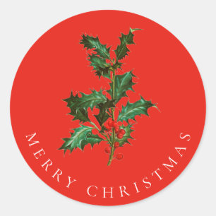 ENVELOPE SEAL : MERRY CHRISTMAS : HOLLY
