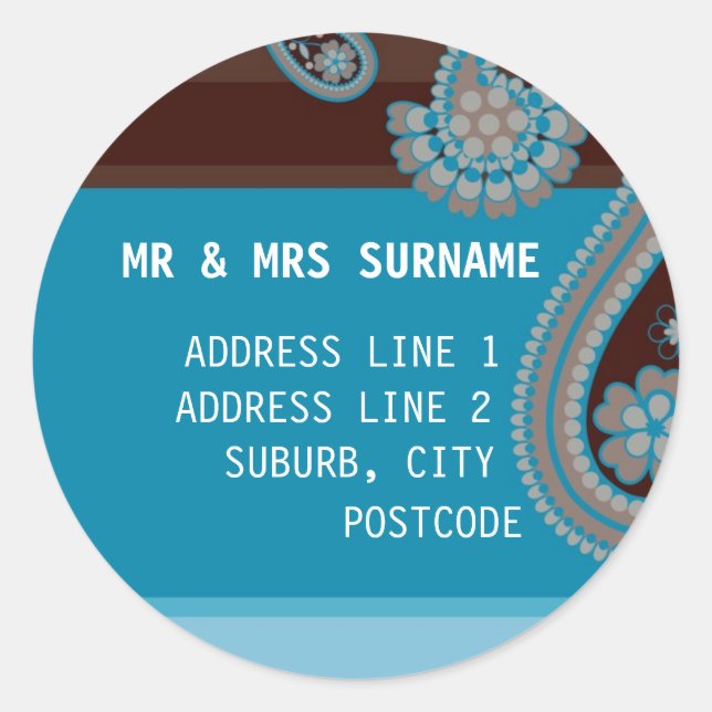 ENVELOPE SEAL :: Paisley - choc & teal (Front)