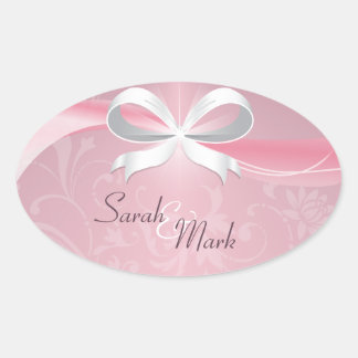 Envelope Seal Pink & White Floral Ribbon Wedding