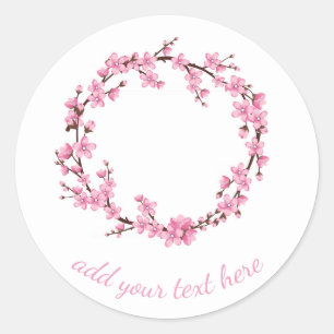 ENVELOPE SEAL STICKER : CHERRY BLOSSOM WREATH