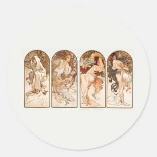 ENVELOPE SEAL STICKER : MUCHA : THE SEASONS