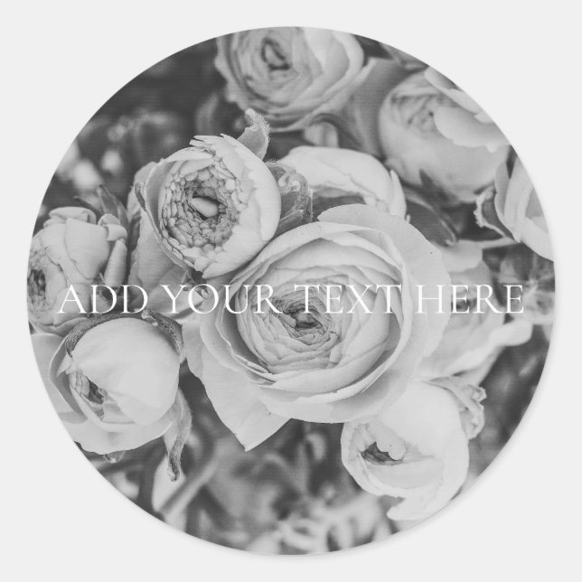 ENVELOPE SEAL STICKER: PEONIES (B + W) (Front)