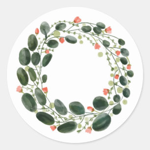 ENVELOPE SEAL STICKER : RED & GREEN WREATH