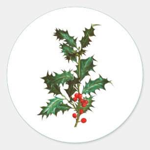 ENVELOPE SEAL STICKER : VINTAGE CHRISTMAS HOLLY