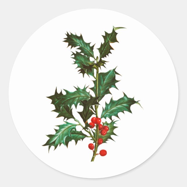 ENVELOPE SEAL STICKER : VINTAGE CHRISTMAS HOLLY (Front)