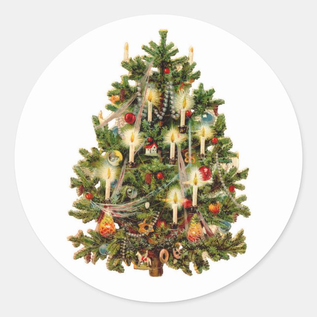 ENVELOPE SEAL STICKER : VINTAGE CHRISTMAS TREE (Front)