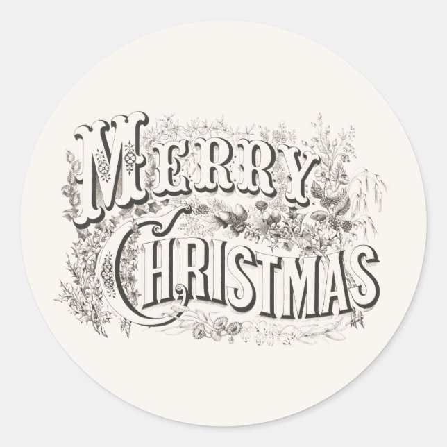 ENVELOPE SEAL STICKER : VINTAGE MERRY CHRISTMAS (Front)