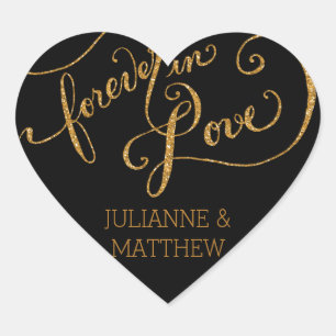 Envelope Seals Script Forever in Love Gold Glitter