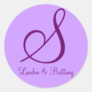 Envelope Seals: Subtle Monogram (Purple) Classic Round Sticker