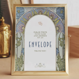 Envelope Sign Guests Vintage Art Nouveau by Mucha