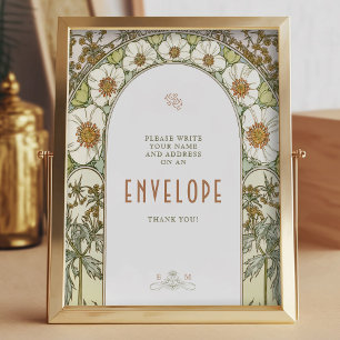 Envelope Sign Guests Vintage Art Nouveau by Mucha