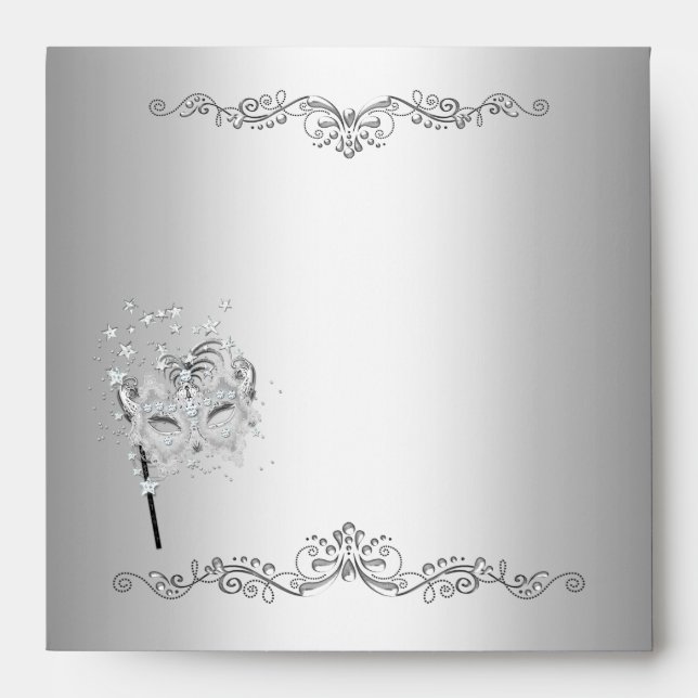 Envelope Silver White Mask Masquerade (Front)