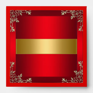 Envelope Square Birthday Red Gold