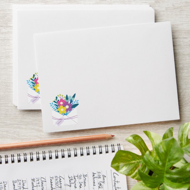 Envelope with Flowers (Stacked)