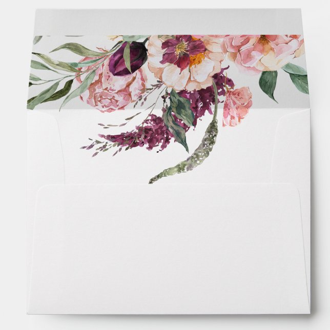 Envelopes 5x7 Boho Blush Pink Burgundy Peony Roses (Creator Uploaded)