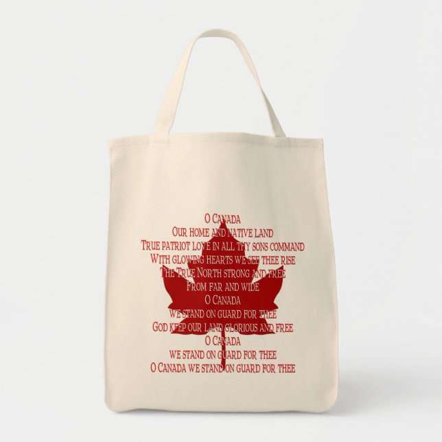 Enviro-Friendly Canada Tote Bag Canadian Anthem (Front)