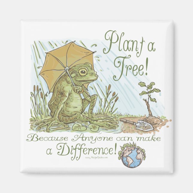 Enviro Frog Plant a Tree  Earth Day Gear Magnet (Front)