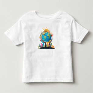 Environment - Earth Illustration with Hand & sun Toddler T-Shirt