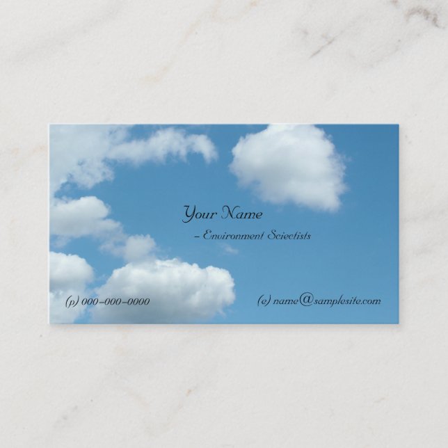 Environment science, blue sky and seaside business card (Front)