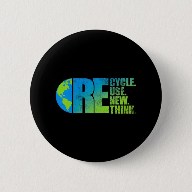 Environmental Activism Recycle Reuse Renew Rethink 6 Cm Round Badge (Front)