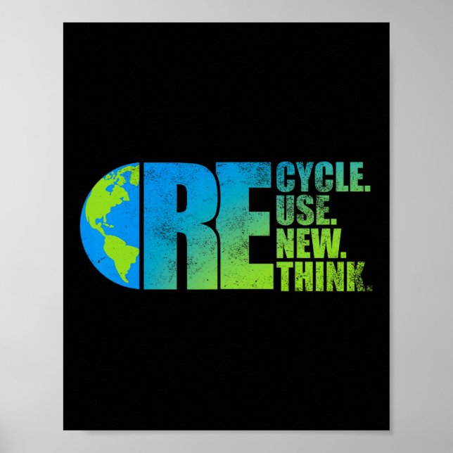 Environmental Activism Recycle Reuse Renew Rethink Poster (Front)