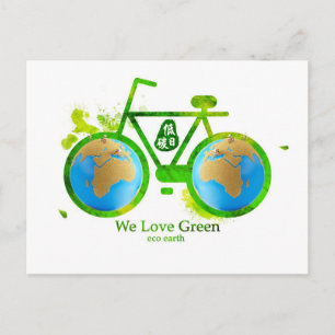 Environmental eco-friendly green bike post cards