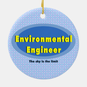 Environmental Engineer Blue Oval Ceramic Tree Decoration