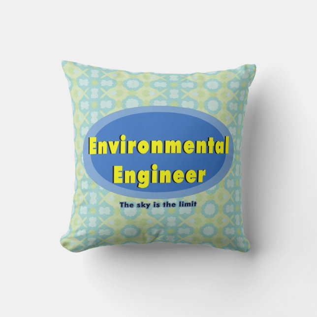 Environmental Engineer Blue Oval Cushion (Front)