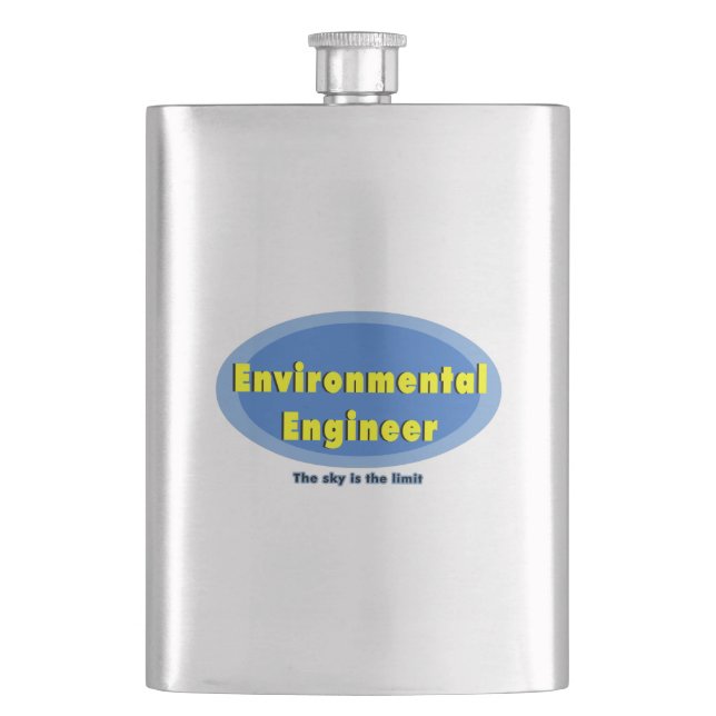 Environmental Engineer Blue Oval Hip Flask (Front)