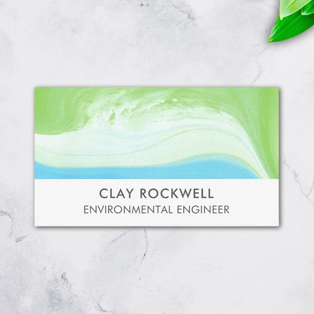 Environmental Engineer Consultant Eco Green Blue Business Card (Creator Uploaded)