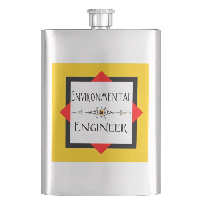 Environmental Engineer Decorative Line Hip Flask (Front)